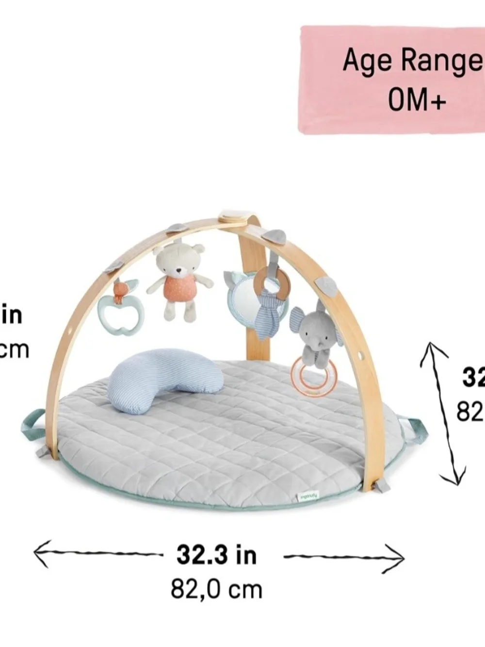 Wooden Baby Play Arch with Light Blue Star Play Mat